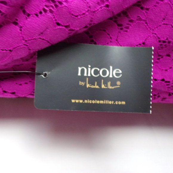 Nicole By Nicole Miller Lace Sleeveless Top Posh Pink Black Large  0890 - Picture 6 of 7